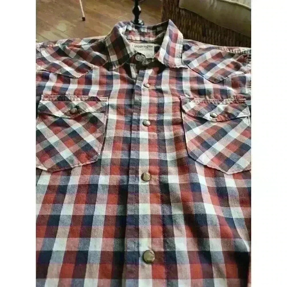 Wrangler Plaid Pearl Snap Button Down Men's Size Medium - Picture 3 of 12